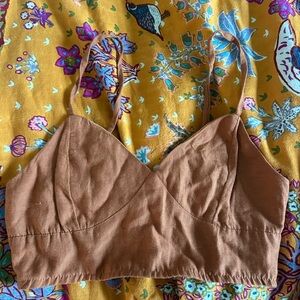 Linen Bustier Cut Crop Top